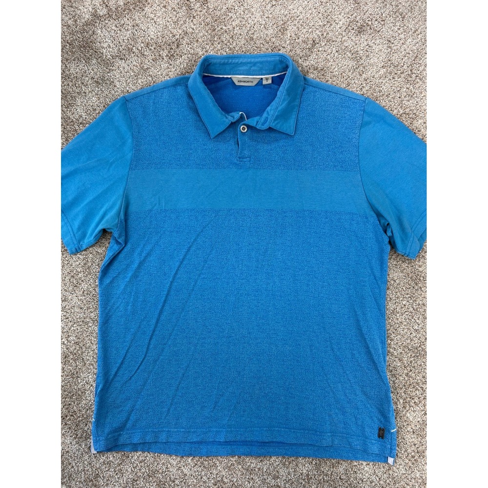 Ashworth Mens Blue Short Sleeve Golf Polo Shirt Tonal Stripe Size M